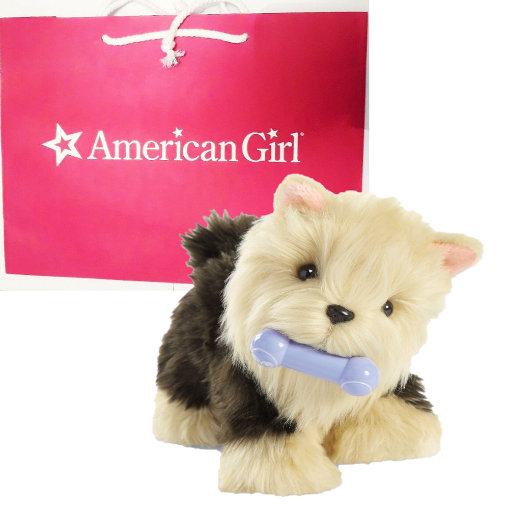 American Girl Terrier Dog & Magnetic Bone Toy Doll Pet Puppy Plush Yorkie Bag